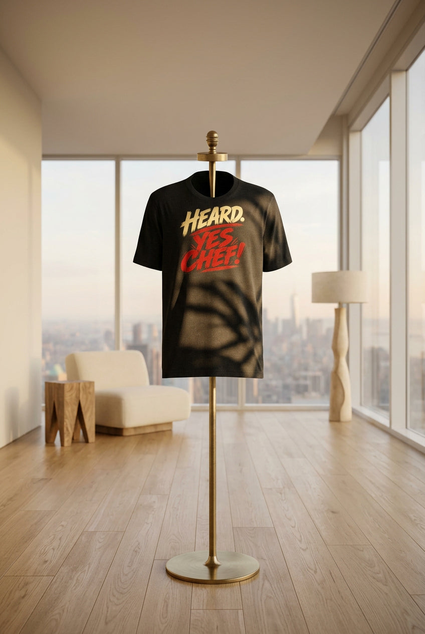 Heard. Yes Chef! unisex staple T-shirt — black heather front view mockup