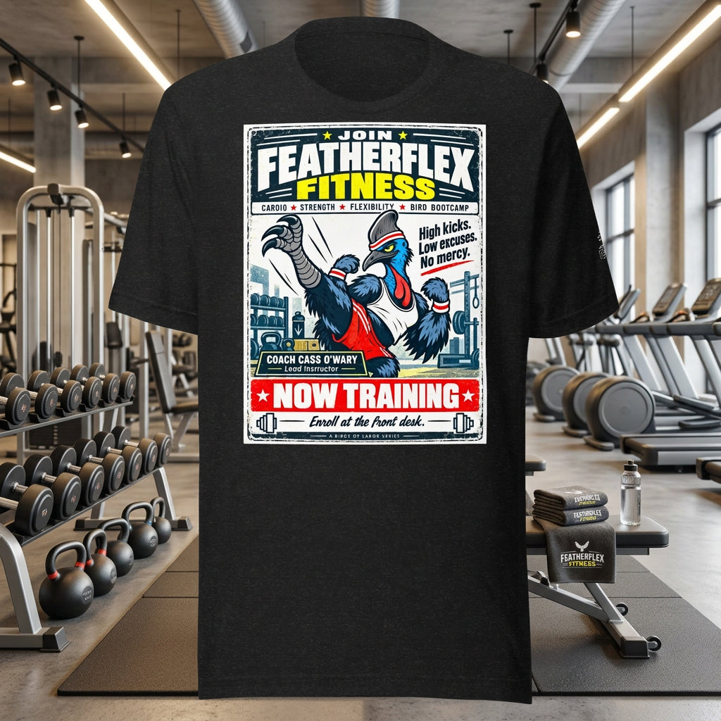 Featherflex Fitness – Birds of Labor unisex staple T-shirt, black heather front view mockup