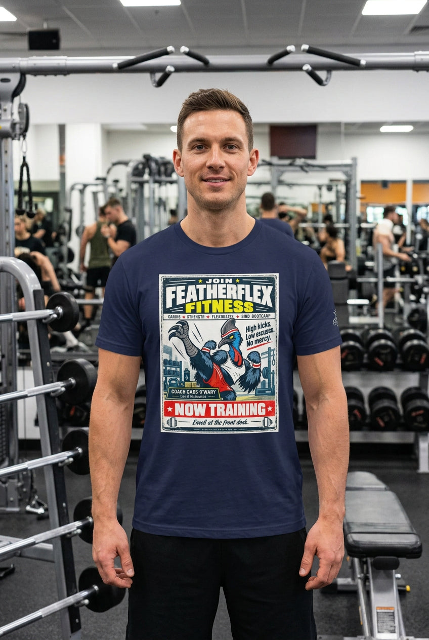 Featherflex Fitness – Birds of Labor unisex staple T-shirt, navy front view mockup