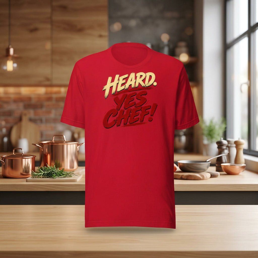 Heard. Yes Chef! unisex staple T-shirt — red front view mockup