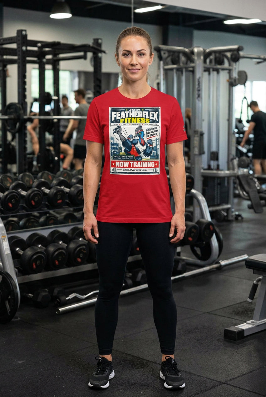 Featherflex Fitness – Birds of Labor unisex staple T-shirt, red front view mockup