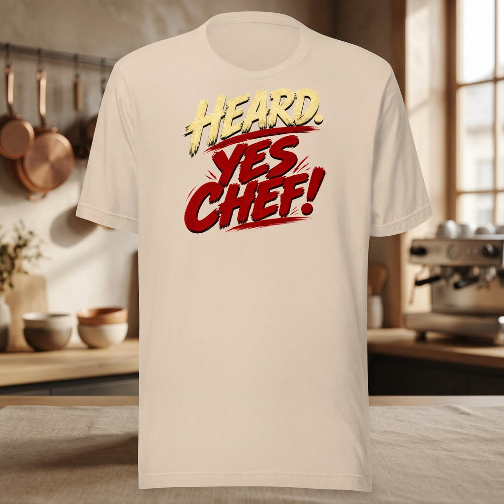 Heard. Yes Chef! unisex staple T-shirt — soft cream front view mockup