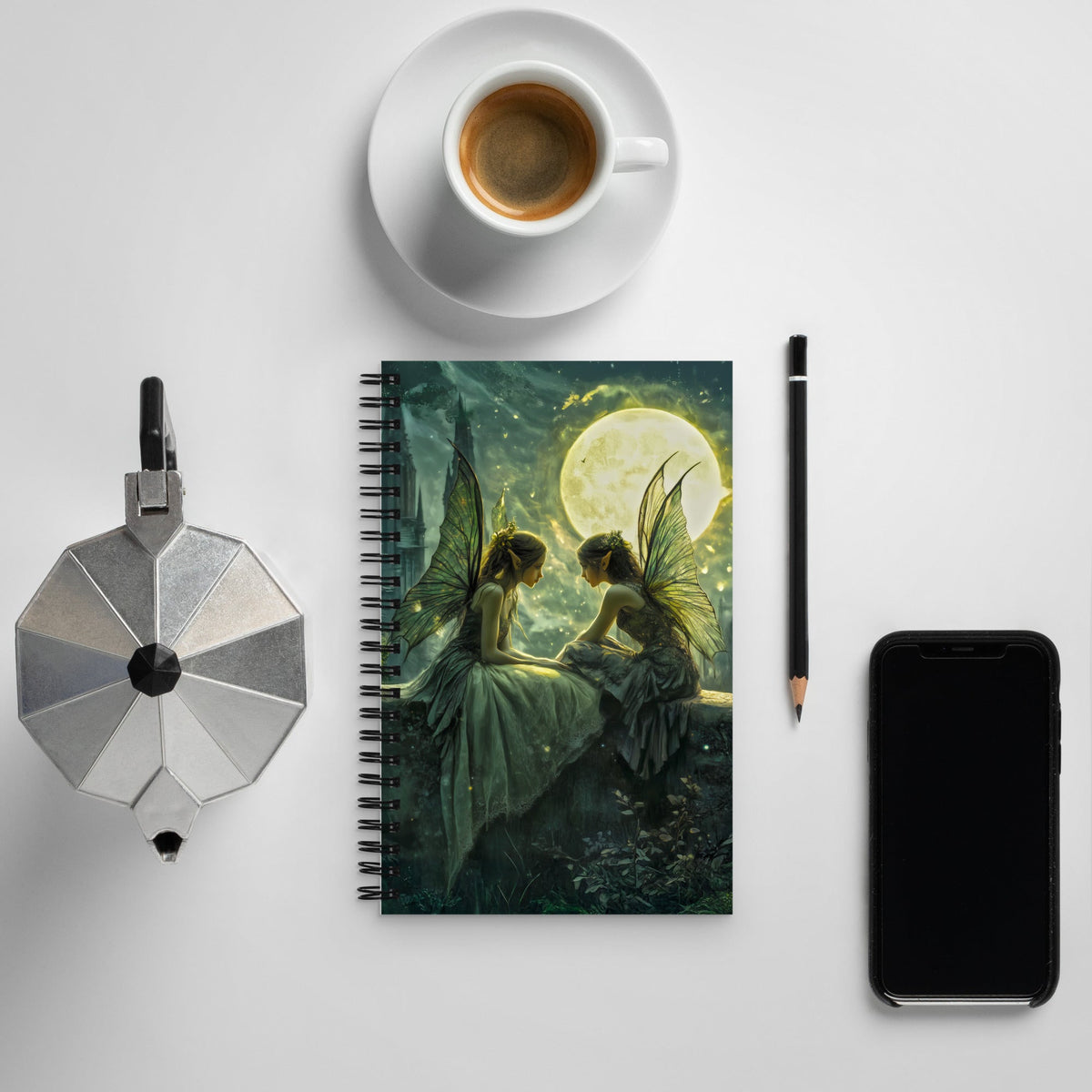 Whispering Moon Spiral Notebook - Mythic Jheyz Collection - BBairt