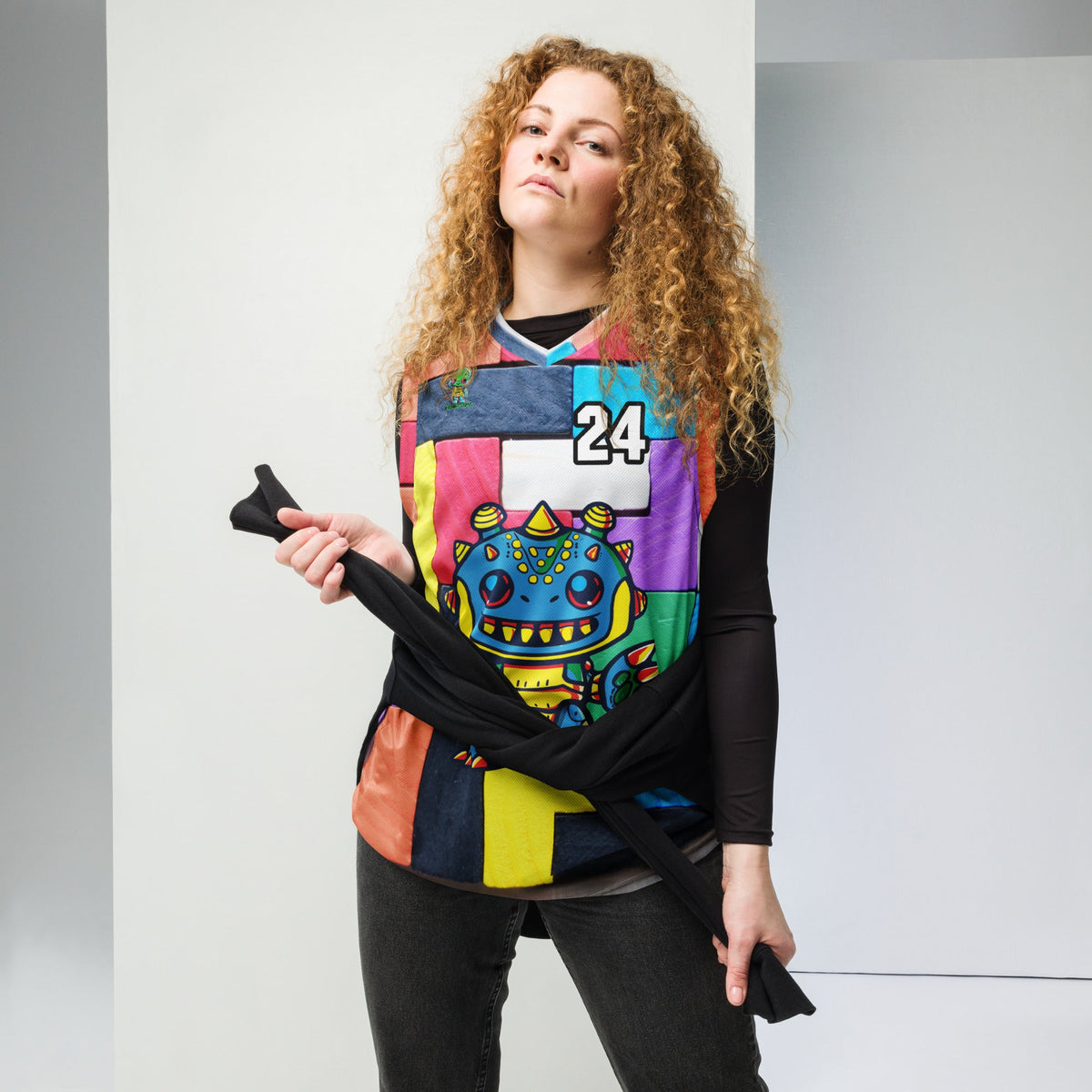 Zippy Zoid - Recycled unisex basketball jersey - Block Fusion Colorway - BBairt