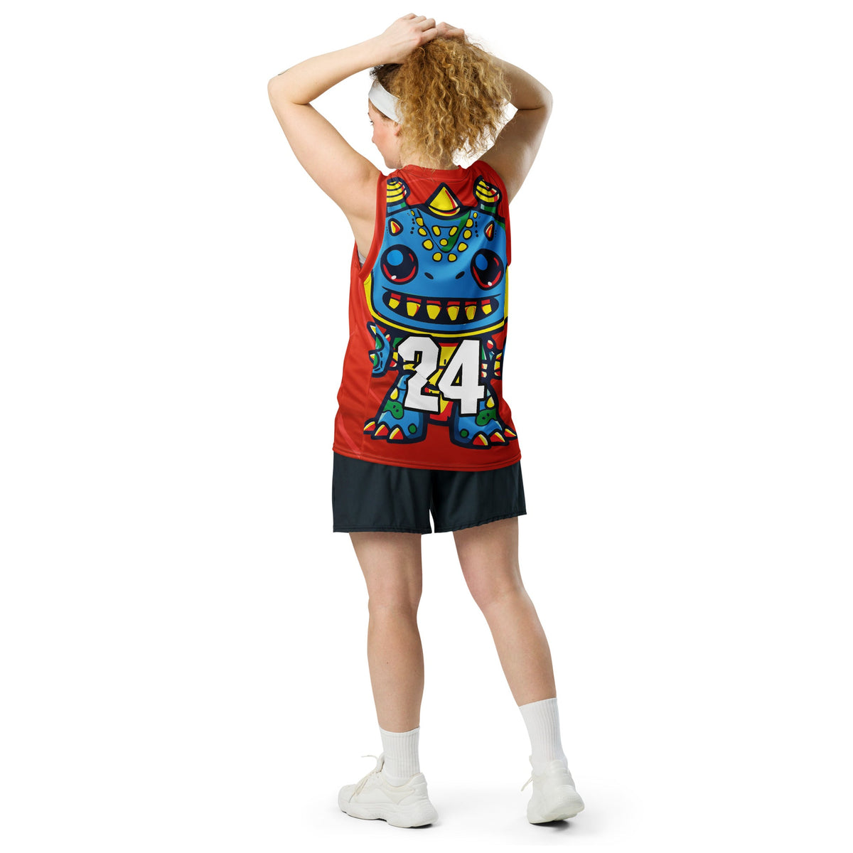 Zippy Zoid - Recycled unisex basketball jersey - Crimson Vortex Colorway - BBairt
