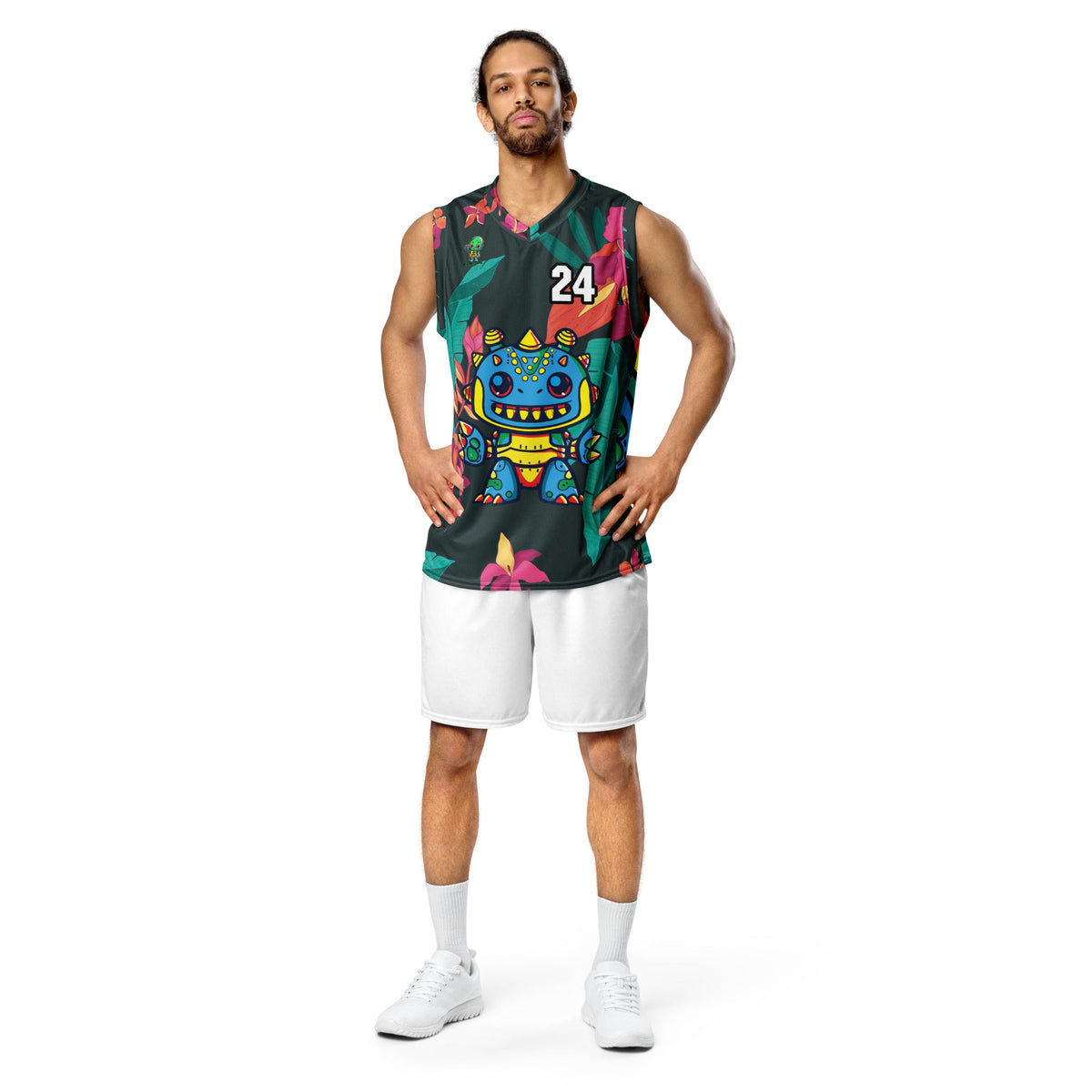 Zippy Zoid - Recycled unisex basketball jersey - Midnight Jungle Colorway - BBairt