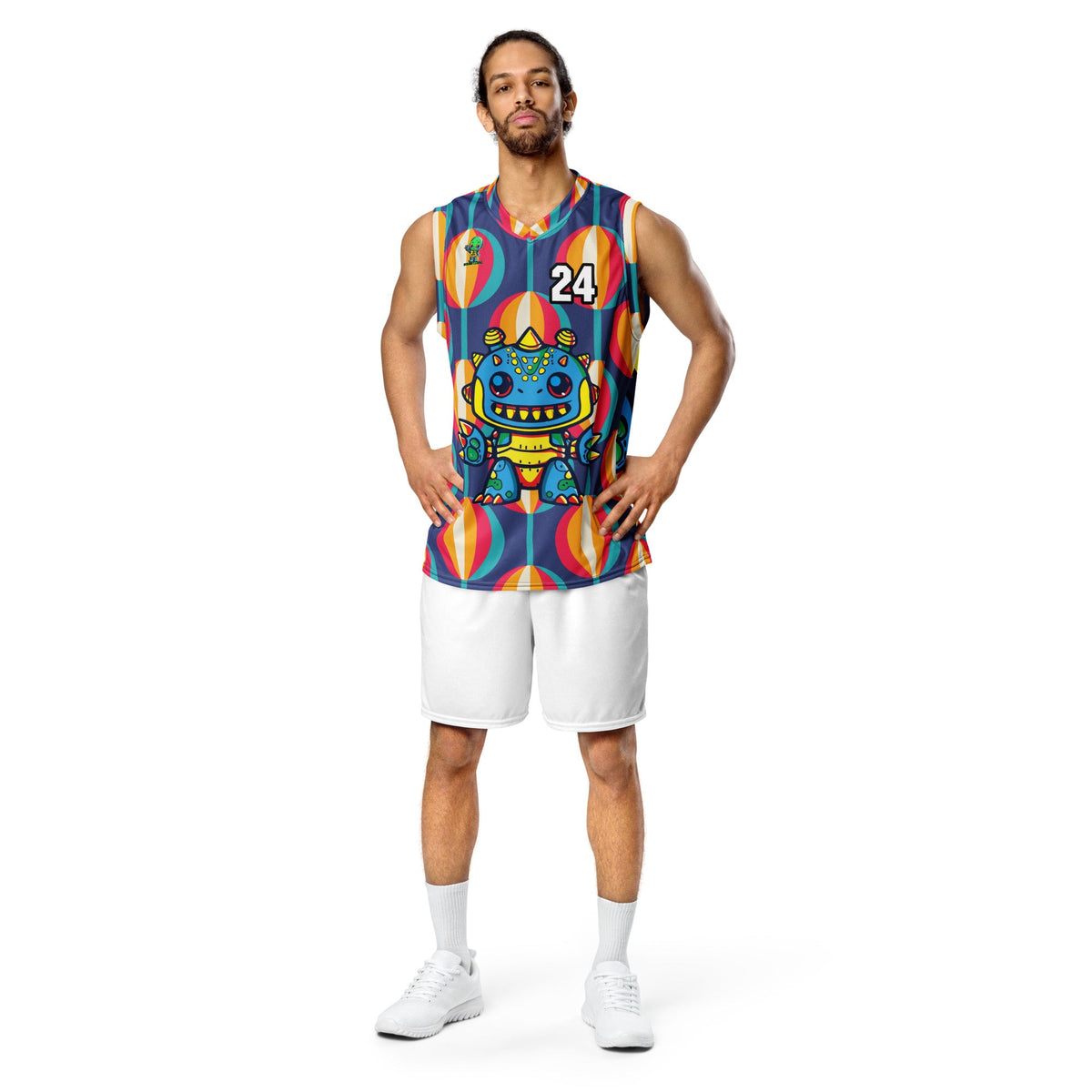 Zippy Zoid - Recycled unisex basketball jersey - Retro Carnival Colorway - BBairt
